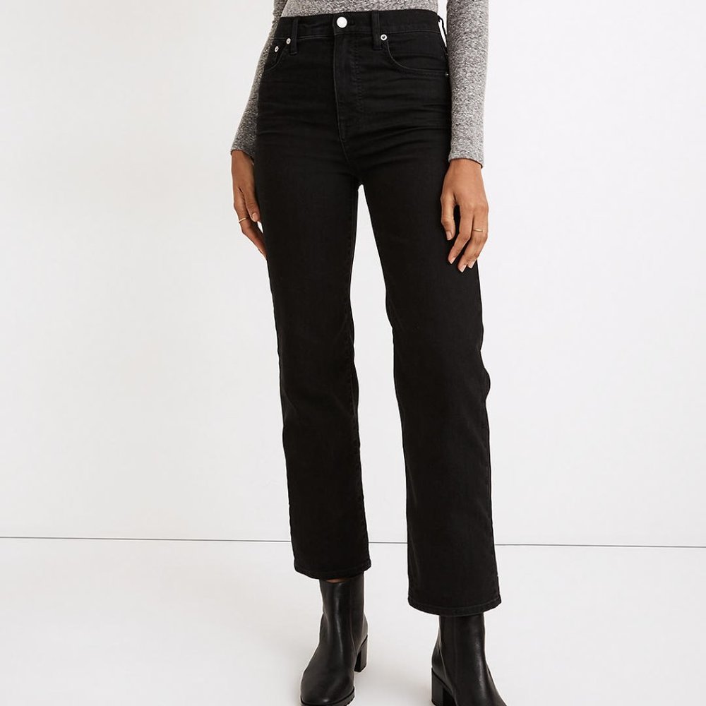 Madewell Black Slim Wide-Leg Crop High Rise Jeans